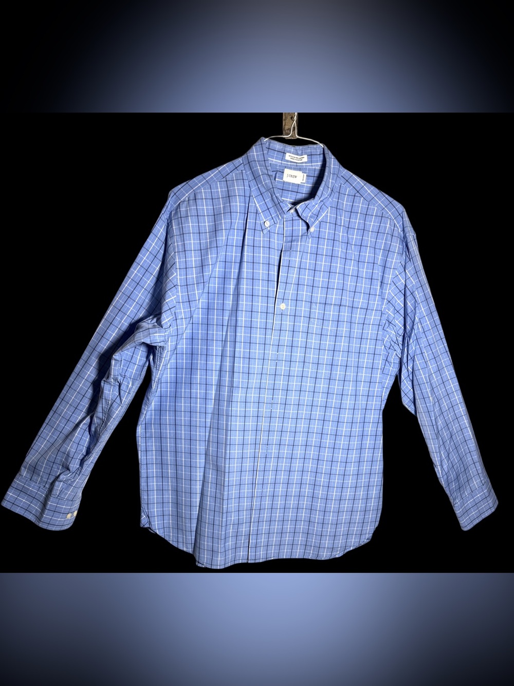 J. Crew Men’s Light Blue Windowpane Plaid Button-Down Shirt